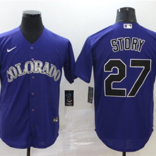 Rockies 27 Trevor Story Purple 2020 Nike Cool Base Jersey