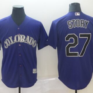 Rockies 27 Trevor Story Purple Cool Base Jersey