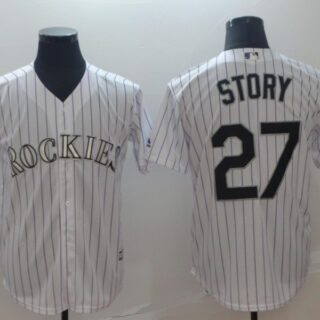 Rockies 27 Trevor Story White Cool Base Jersey