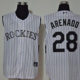Rockies 28 Nolan Arenado White Nike Cool Base Sleeveless Jersey
