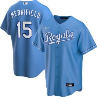 Royals 15 Whit Merrifield Light Blue 2020 Nike Cool Base Jersey