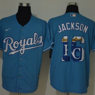 Royals 16 Bo Jackson Light Blue 2020 Nike Cool Base Fashion Jersey