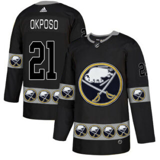 Sabres 21 Kyle Okposo Black Team Logos Fashion Adidas Jersey