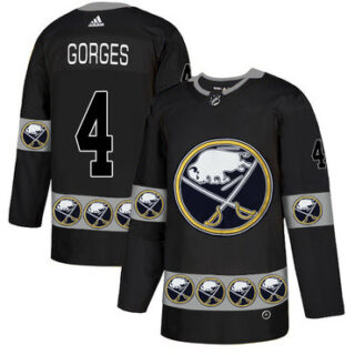 Sabres 4 Josh Gorges Black Team Logos Fashion Adidas Jersey