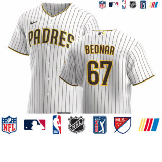 San Diego Padres #67 David Bednar Men's Nike White Brown Home 2020 Authentic Player Jersey