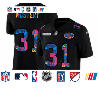 San Francisco 49ers #31 Raheem Mostert Men's Nike Multi-Color Black 2020 NFL Crucial Catch Vapor Untouchable Limited Jersey