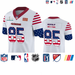 San Francisco 49ers #85 George Kittle White Super Bowl LIV 2020 Men's Nike Team Logo USA Flag Vapor Untouchable Limited NFL Jersey