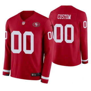 San Francisco 49ers Custom Scarlet Therma Long Sleeve Jersey