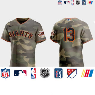 San Francisco Giants #13 Austin Slater Men's Nike 2021 Armed Forces Day Authentic MLB Jersey -Camo