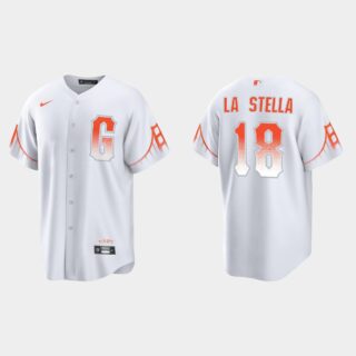 San Francisco Giants #18 Tommy La Stella Men's 2021 City Connect White Fan's Version Jersey