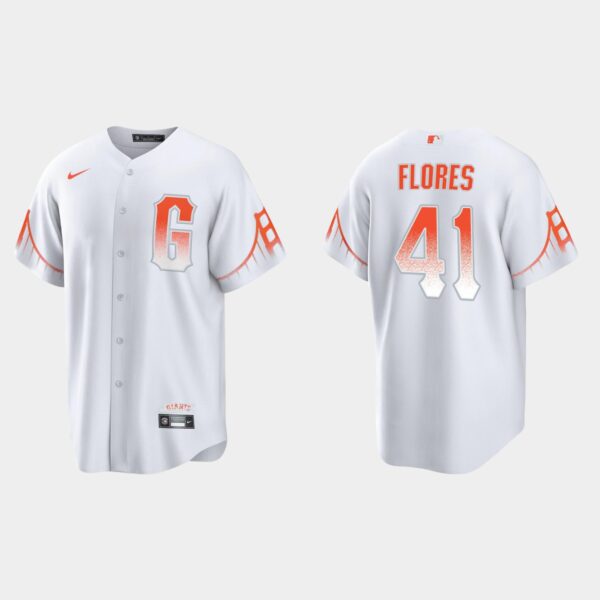 San Francisco Giants #41 Wilmer Flores Men's 2021 City Connect White Fan's Version Jersey
