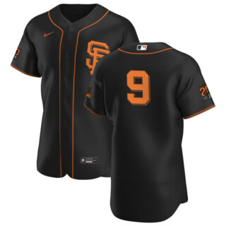 San Francisco Giants #9 Brandon Belt Men's Nike Black Alternate 2020 Authentic 20 at 24 Patch Player MLB Jersey