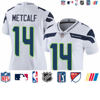Seahawks #14 D.K. Metcalf White Women's Stitched Football Vapor Untouchable Limited Jersey
