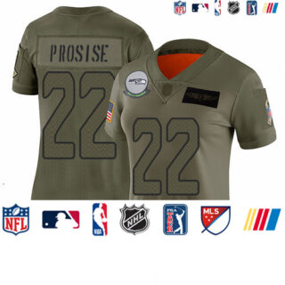 Seahawks #22 C. J. Prosise Camo Women's Stitched Football Limited 2019 Salute to Service Jersey