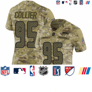 Seahawks #95 L.J. Collier Camo Women's Stitched Football Limited 2018 Salute to Service Jersey
