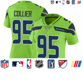 Seahawks #95 L.J. Collier Green Women's Stitched Football Limited Rush Jersey