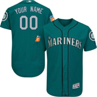 Seattle Mariners Green Men's Customized Flexbase Jersey