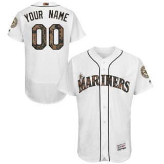 Seattle Mariners White Memorial Day Men's Customized Flexbase Jersey