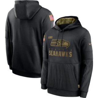 Seattle Seahawks Nike 2020 Salute to Service Sideline Performance Pullover Hoodie Black