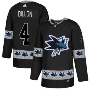 Sharks 4 Brenden Dillon Black Team Logos Fashion Adidas Jersey