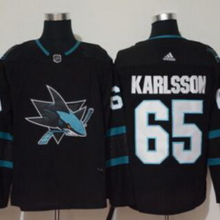 Sharks 65 Erik Karlsson Black Adidas Jersey