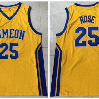 Simeon 25 Derrick Rose Yellow High School Mesh Basketball Jersey