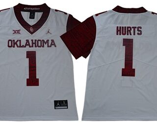 Sooners #1 Jalen Hurts White Jordan Brand Limited New XII Stitched College Jersey
