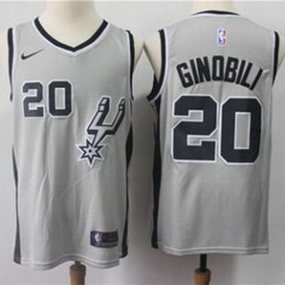 Spurs 20 Manu Ginobili Gray Nike Swingman Jersey