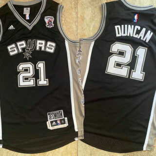 Spurs 21 Tim Duncan Black Retired Commemorative Edition Swingman Mesh Jersey