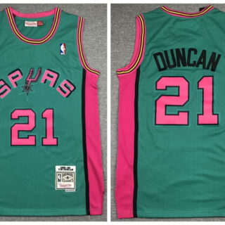 Spurs 21 Tim Duncan Green 1998-99 Hardwood Classics Jersey