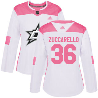 Stars #36 Mats Zuccarello White Pink Authentic Fashion Women's Stitched Hockey Jersey