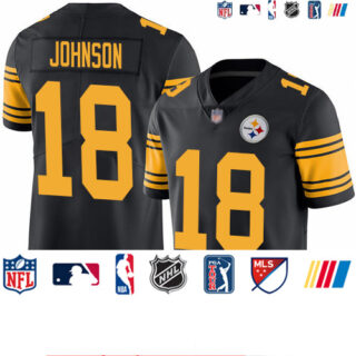 Steelers #18 Diontae Johnson Black Men's Stitched Football Limited Rush Jersey