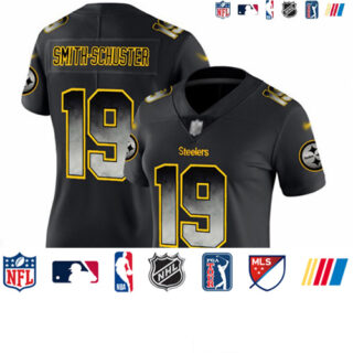 Steelers #19 JuJu Smith-Schuster Black Women's Stitched Football Vapor Untouchable Limited Smoke Fashion Jersey