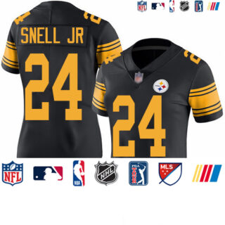 Steelers #24 Benny Snell Jr. Black Women's Stitched Football Limited Rush Jersey