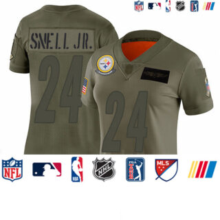 Steelers #24 Benny Snell Jr. Camo Women's Stitched Football Limited 2019 Salute to Service Jersey