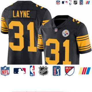 Steelers #31 Justin Layne Black Men's Stitched Football Limited Rush Jersey
