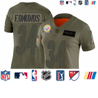 Steelers #34 Terrell Edmunds Camo Women's Stitched Football Limited 2019 Salute to Service Jersey