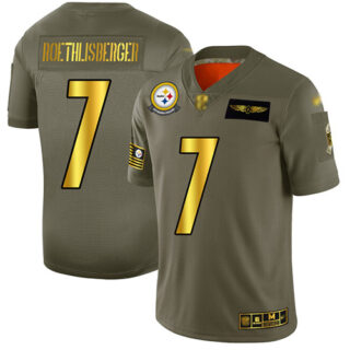 Steelers #7 Ben Roethlisberger Camo Gold Men's Stitched Football Limited 2019 Salute To Service Jersey