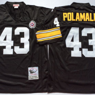 Steelers 43 Troy Polamalu Black M&N Throwback Jersey