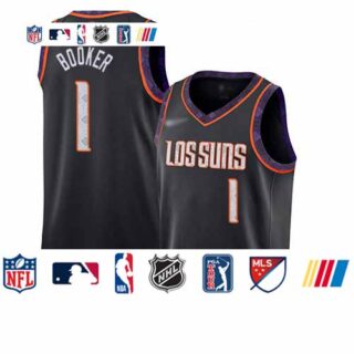Suns #1 Devin Booker Black Basketball Swingman City Edition 2019 20 Jersey