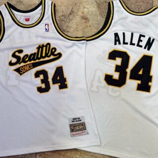 Supersonics 34 Pay Allen White 2005-06 Hardwood Classics Jersey