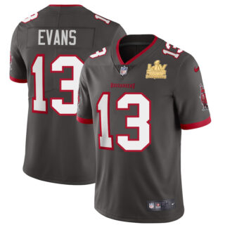 Tampa Bay Buccaneers #13 Mike Evans Men's Super Bowl LV Champions Patch Nike Pewter Alternate Vapor Limited Jersey