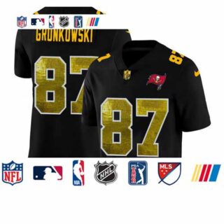 Tampa Bay Buccaneers #87 Rob Gronkowski Men's Black Nike Golden Sequin Vapor Limited NFL Jersey