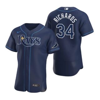 Tampa Bay Rays #34 Trevor Richards Men's Nike Navy Alternate 2020 Authentic Team MLB Jersey