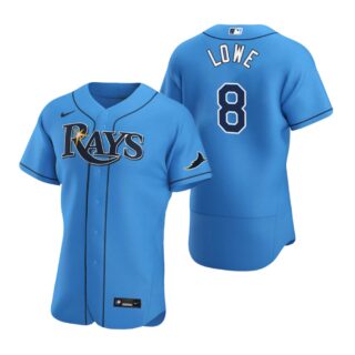 Tampa Bay Rays #8 Brandon Lowe Men's Nike Light Blue Alternate 2020 Authentic Player MLB Jersey
