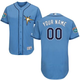 Tampa Bay Rays Light Blue Men's Customized Flexbase Jersey