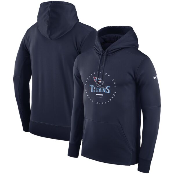 Tennessee Titans Nike Sideline Property Of Wordmark Logo Performance Pullover Hoodie Navy