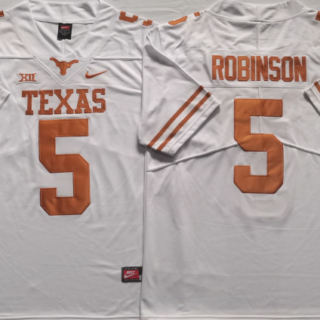 Texas Longhorns #5 ROBINSON White Stitched Jersey