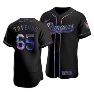 Texas Rangers #65 Leody Taveras Men's Nike Iridescent Holographic Collection MLB Jersey - Black