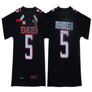 Texas Tech Red Raiders 5 Patrick Mahomes Black With C Patch College Football Jersey